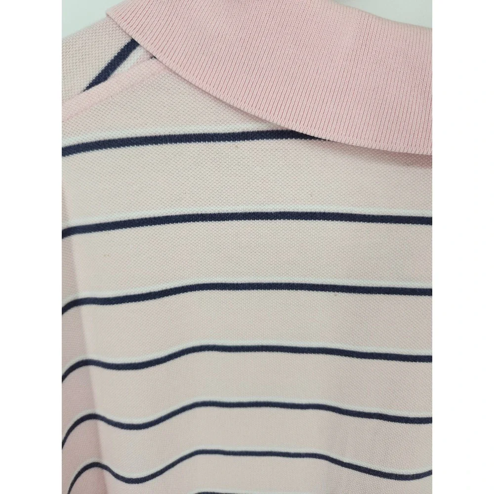 Polo Ralph Lauren Mens 2XLT Tall Pink Navy Blue Striped Cotton Pique Polo Shirt